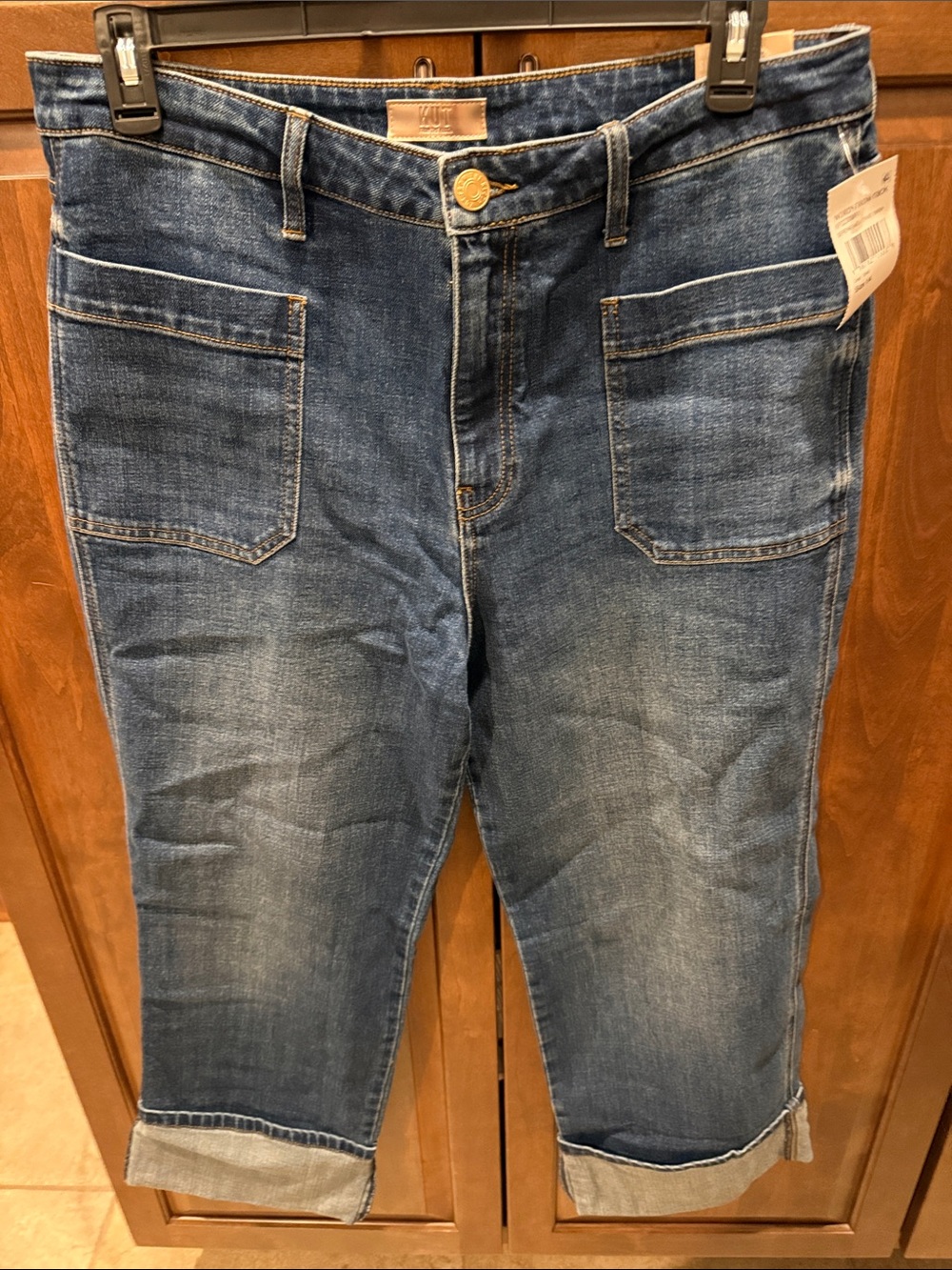 Kut from the Kloth Sienna Straight Leg Dark Blue Roll-Cuff Jeans - NWT